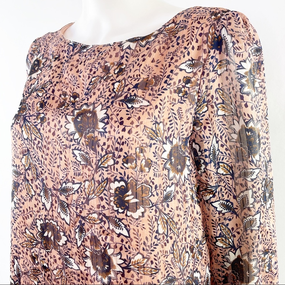 NEW Lulus Size M Blush Pink Floral ASHFORD Shift Dress Metallic Pinstripe - Picture 5 of 13